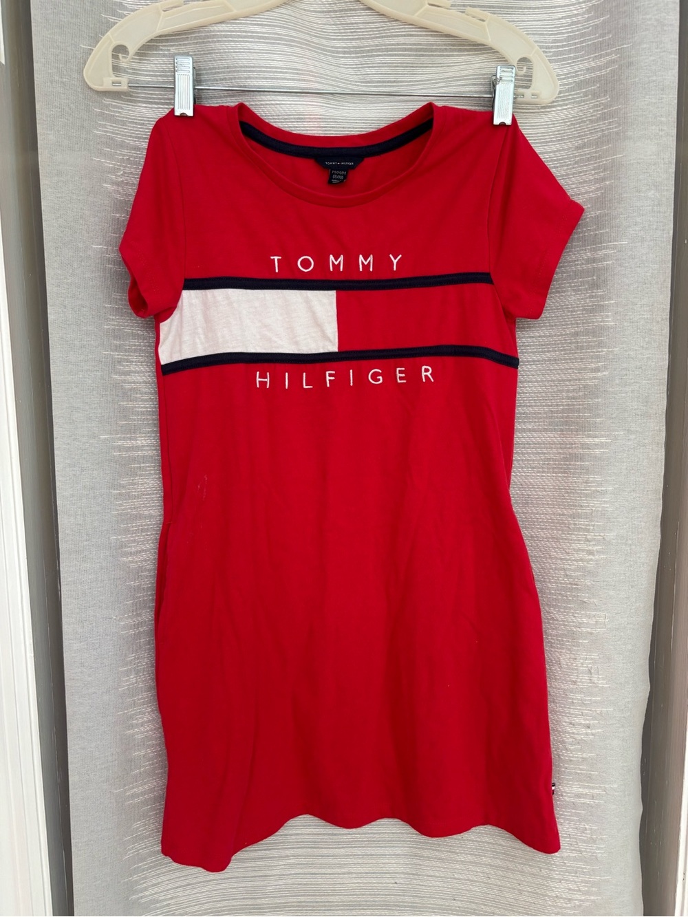 Tommy Hilfiger Red Tee with Navy Trim and Logo